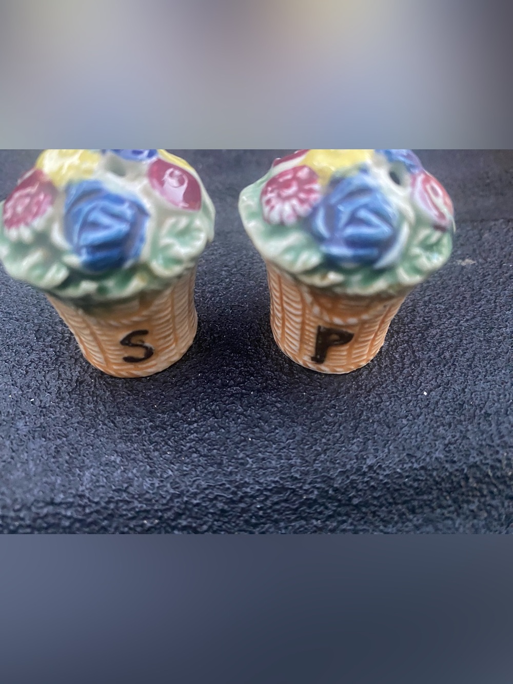 Hand-Painted Floral Basket Salt and Pepper Shaker Set - Multicolor